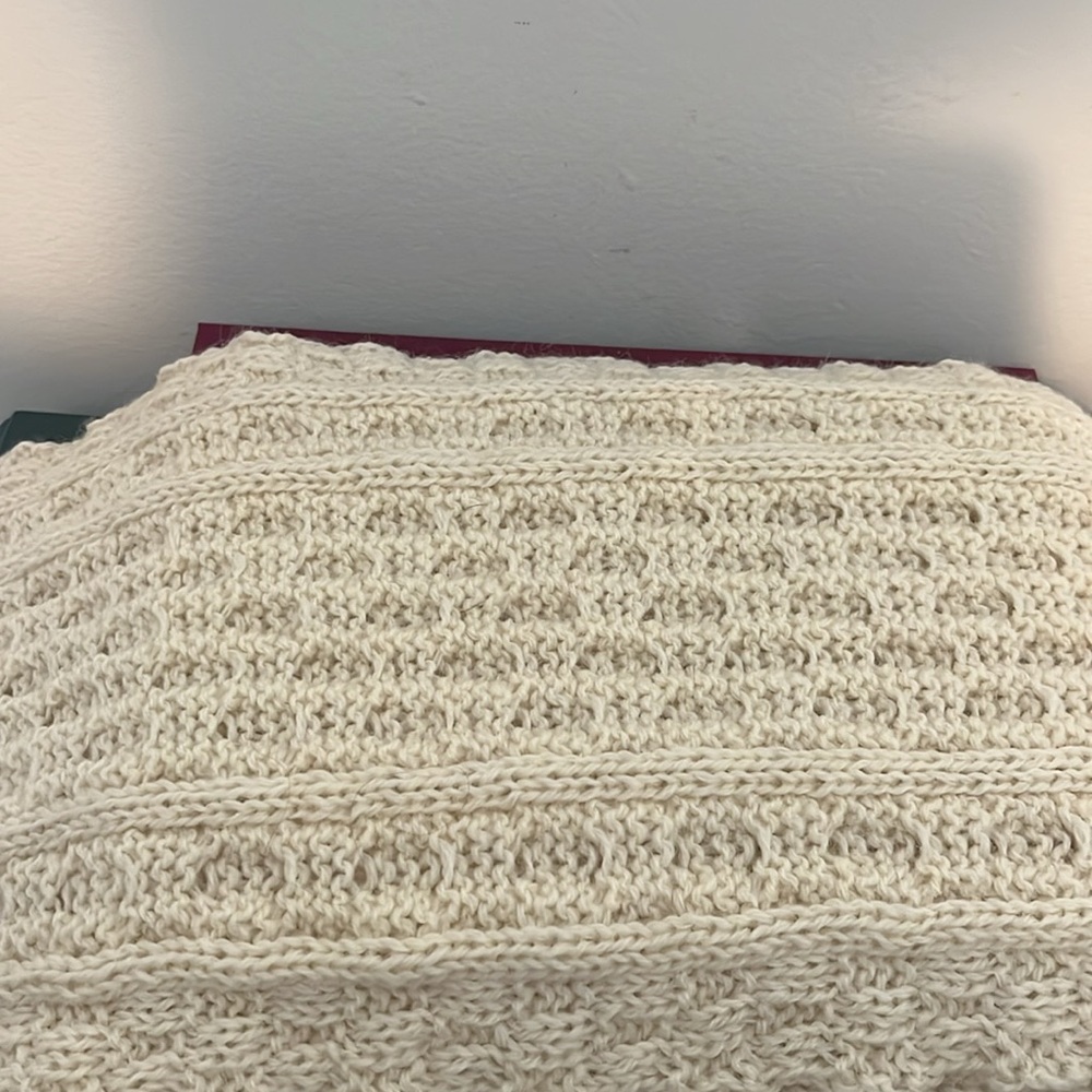 Aran Crafts 100% Wool Irish Chunky Knit Classic Ivory Unisex Scarf 62 x 9 - Picture 6 of 8